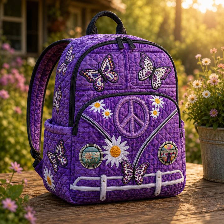 Quilted Butterfly Hippie Van Backpack