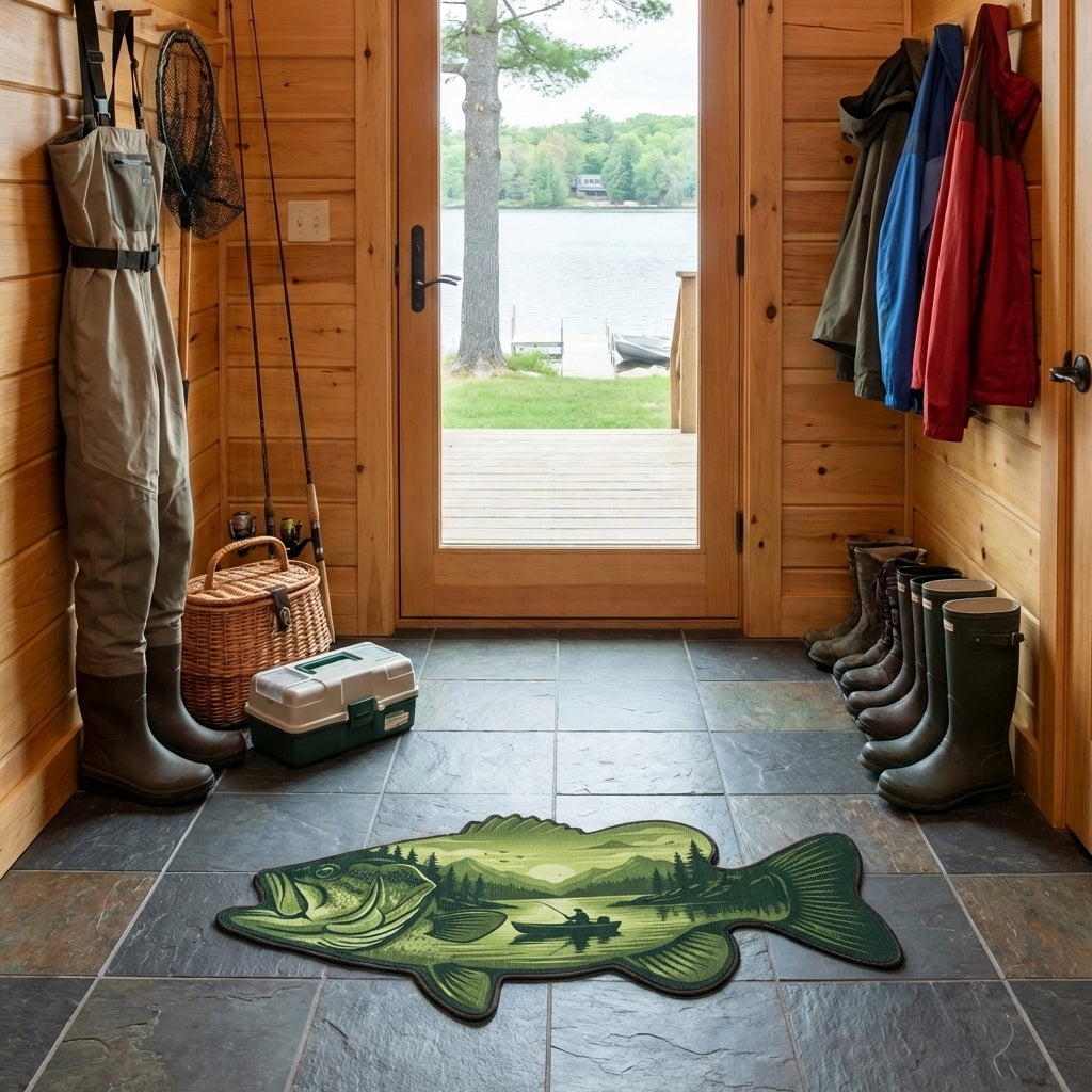 Custom Lake Bass Shaped Doormat