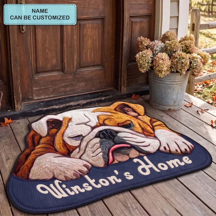 Custom Shape Doormat featuring Faithful Bulldog Design