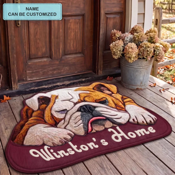 Custom Shape Doormat featuring Faithful Bulldog Design