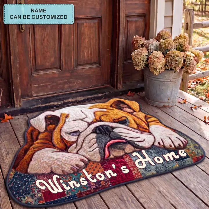 Custom Shape Doormat featuring Faithful Bulldog Design