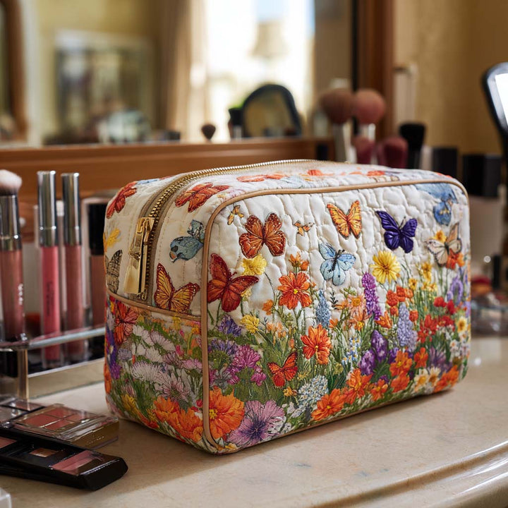 Flower Garden Quilted Cosmetic Bag