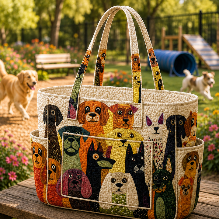 Zoé | Quilted Tote Bag with a Whimsical Dog