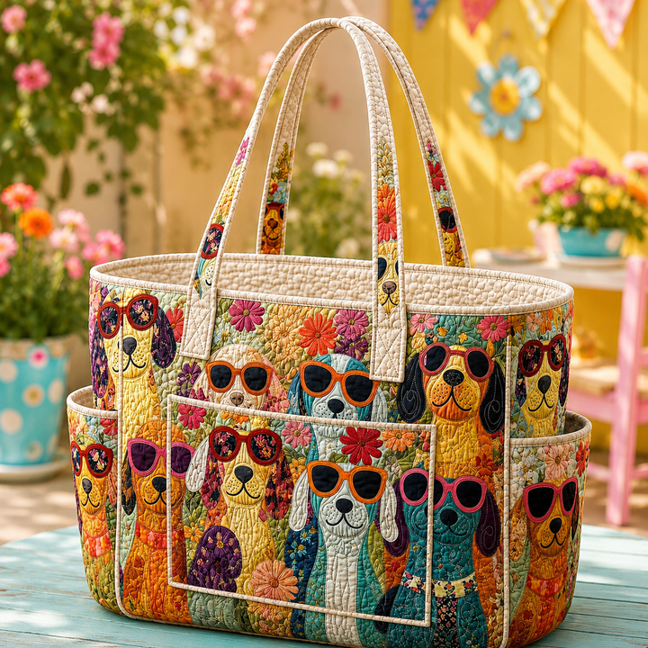 Sophie | Quilted Tote Bag with Happy Dogs