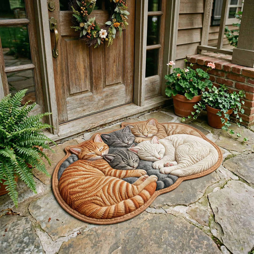 Personalized Cozy Kittens Shaped Doormat