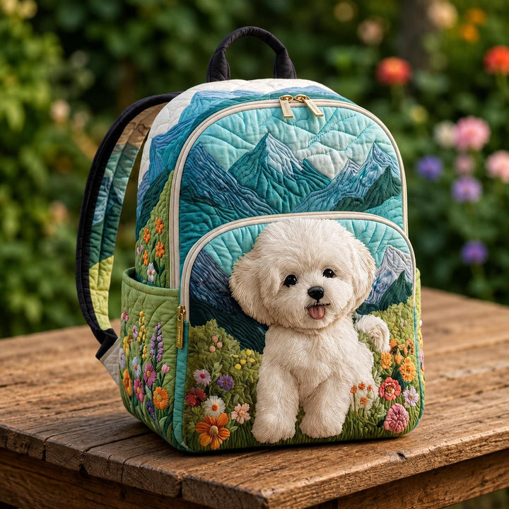 Bichon Frise Quilted Mountain Backpack