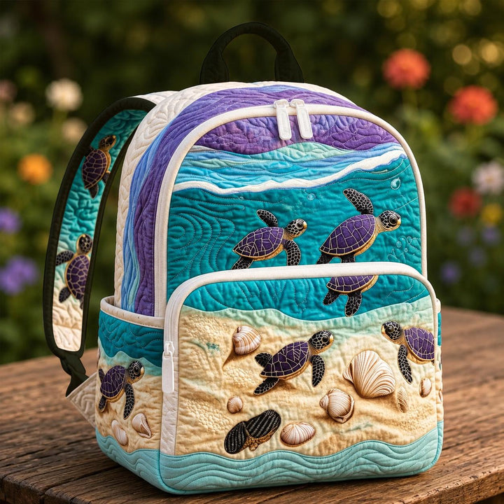Quilted Ocean Turtle & Shell Backpack