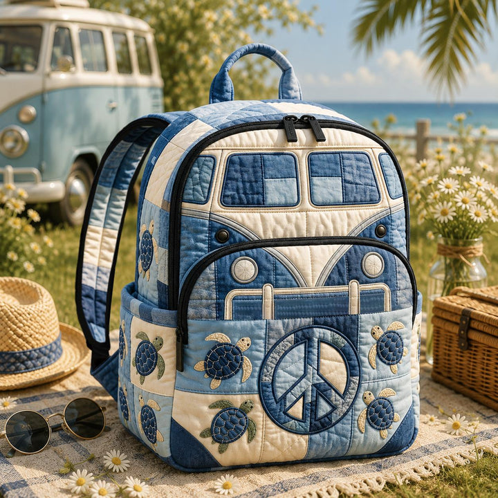 Quilted Patchwork Turtle Hippie Van Backpack