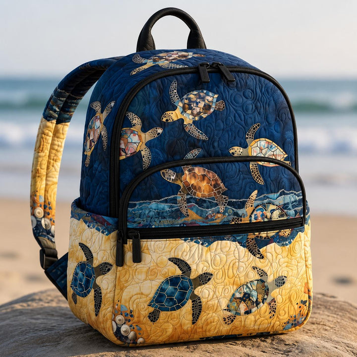 Westie Tropical Quilted Backpack with Triple Zipper Design