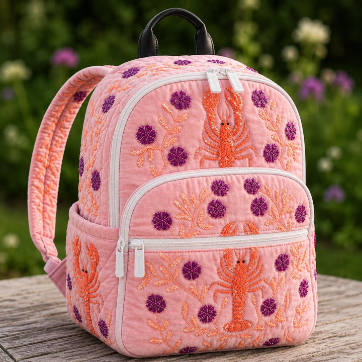 Sunset Book Van Quilted Backpack with Triple Zipper Design