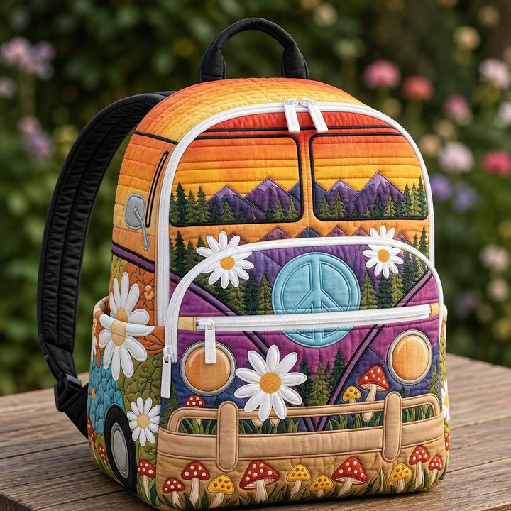 Quilted Ocean Turtle & Shell Backpack with Triple Zipper Closure