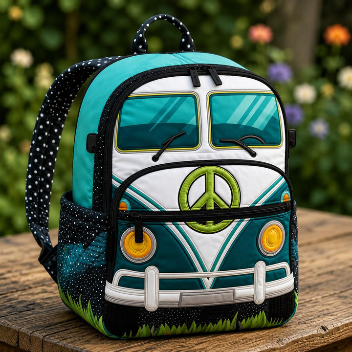 Quilted Robin Bird & Botanical Backpack with Triple Zipper Closure