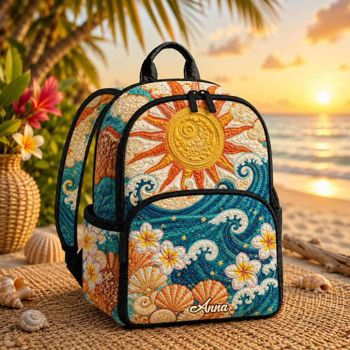Custom Hawaiian Ocean Quilted Backpack