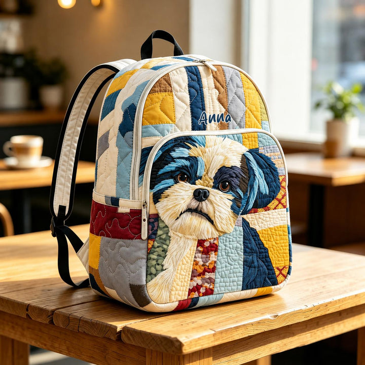 Customizable Dog Patchwork Quilted Backpack
