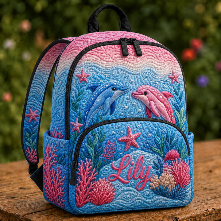 Custom Dolphin Quilted Backpack