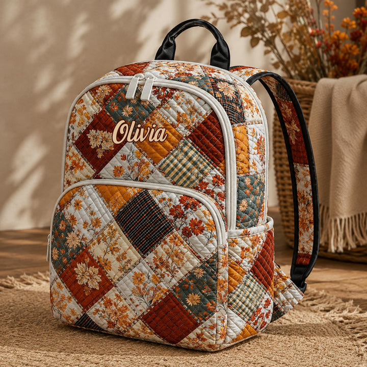 Personalized Quilted Floral Coquette Backpack