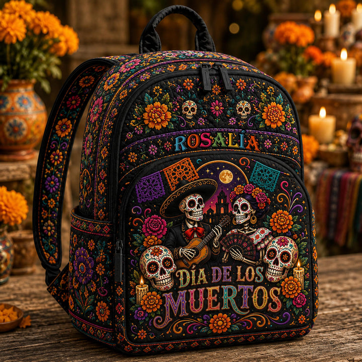 Customizable Day of the Dead Quilted Backpack