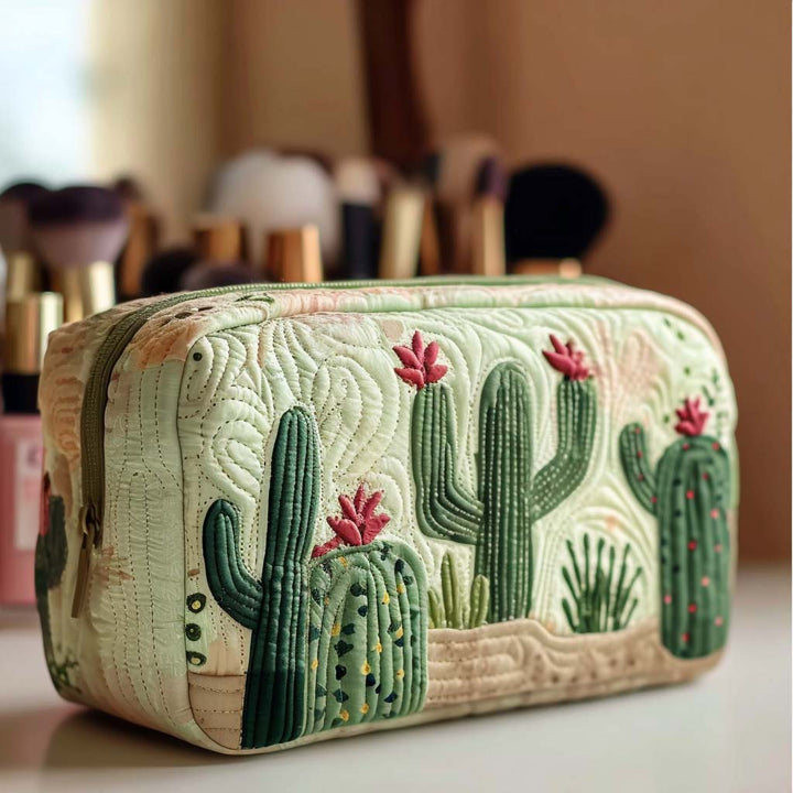 Desert Green Quilted Cosmetic Bag