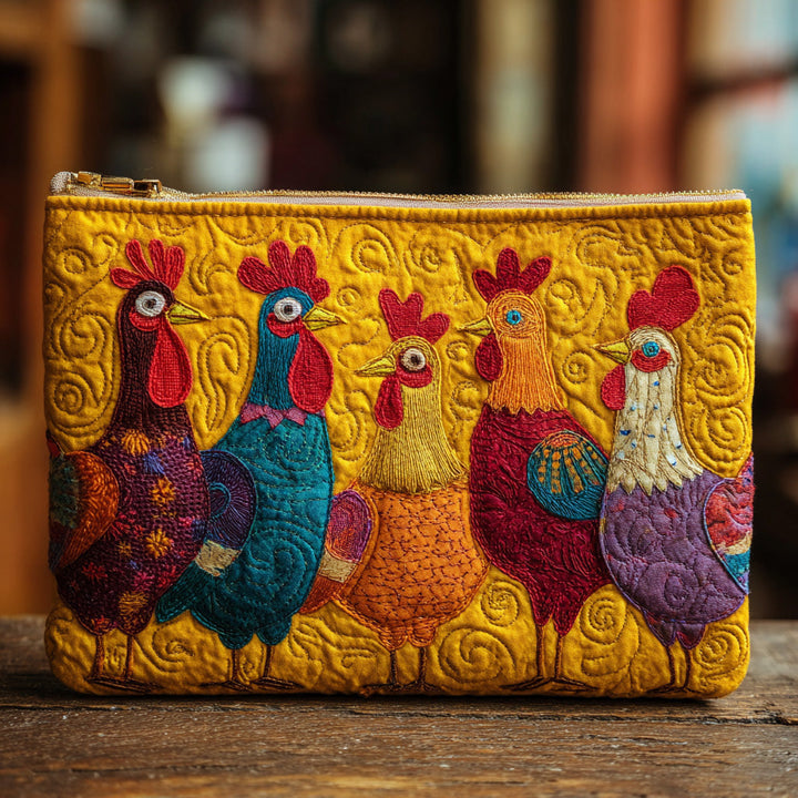 Funky Chicken Quilted Pouch V2