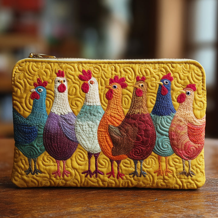 Funky Chicken Quilted Pouch V1
