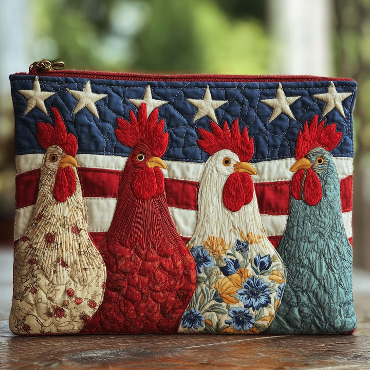 Whimsical Chicken Quilted Pouch V2