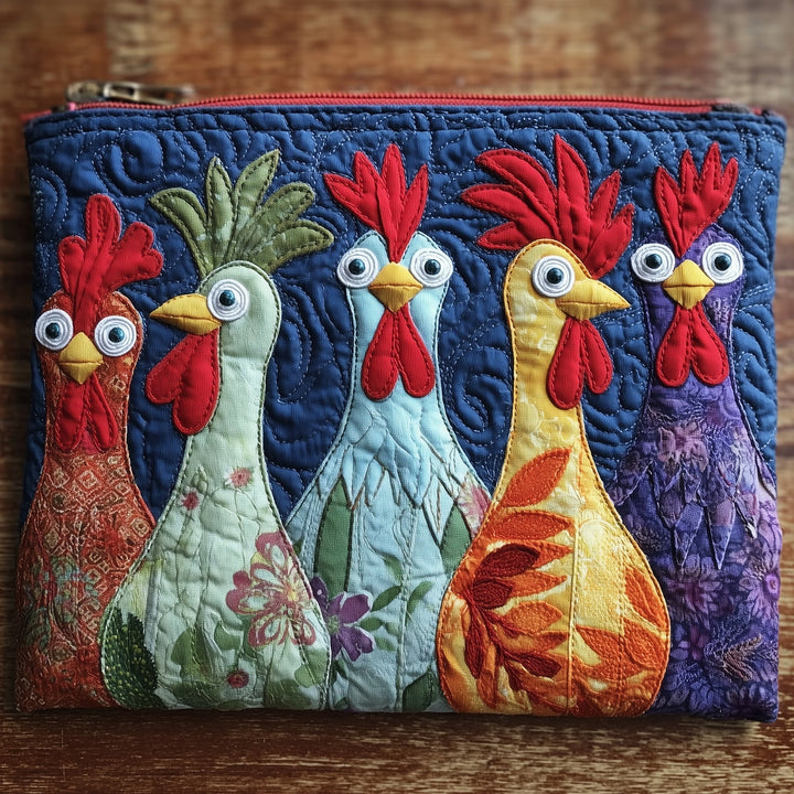 Cheerful Chicken Quilted Pouch V2