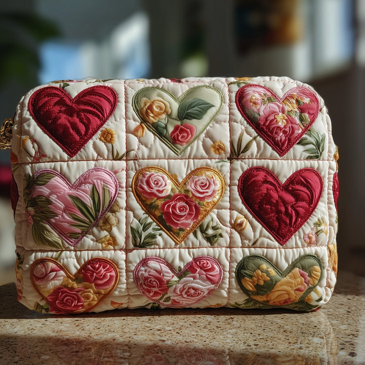 Rustic Heart Quilted Pouch V1