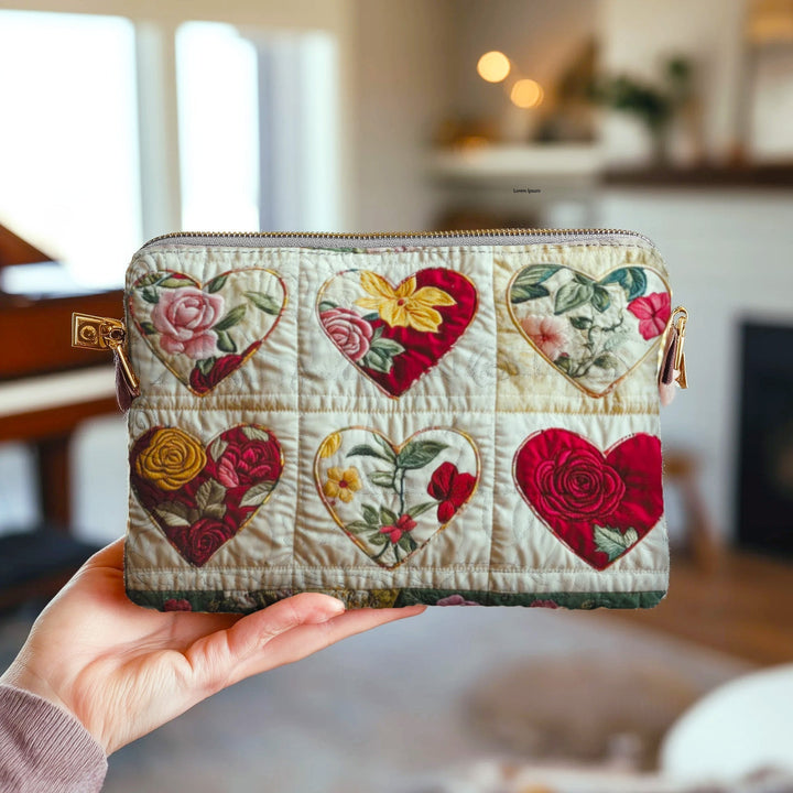 Rustic Heart Quilted Pouch V2