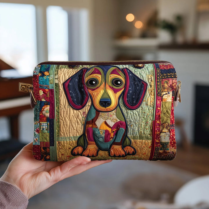Dachshund Portrait Quilted Pouch
