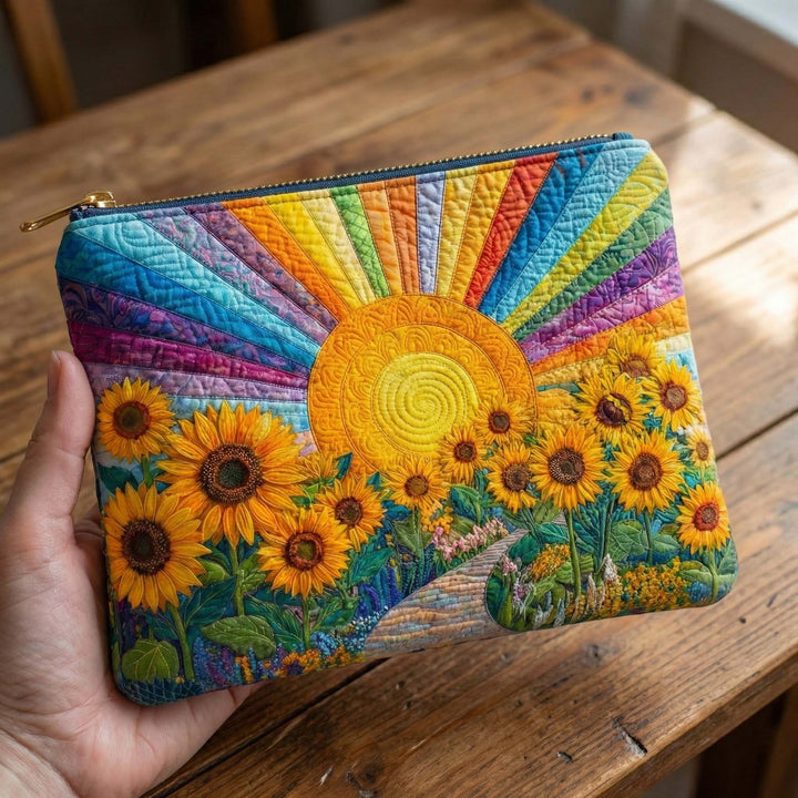 Rainbow Sun Quilted Pouch