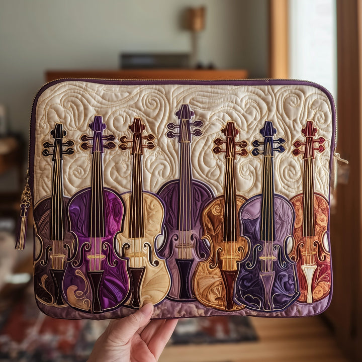 Elegant Violin Quilted Pouch V1