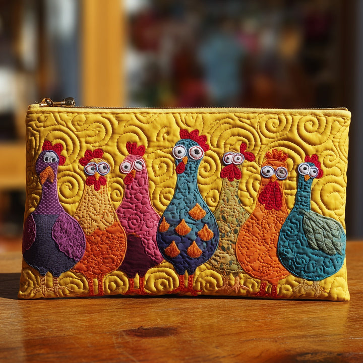 Funky Chicken Quilted Pouch V6