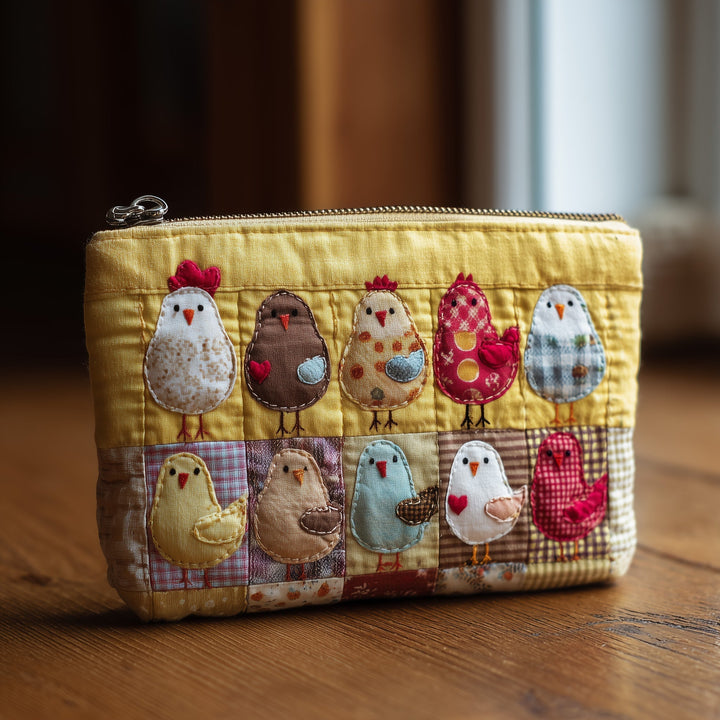 Funky Chicken Quilted Pouch V9