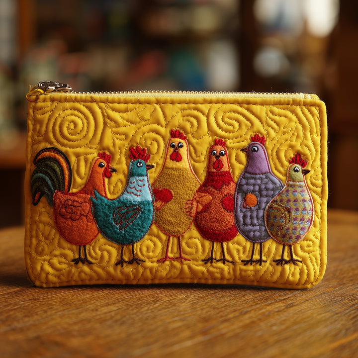 Funky Chicken Quilted Pouch V7