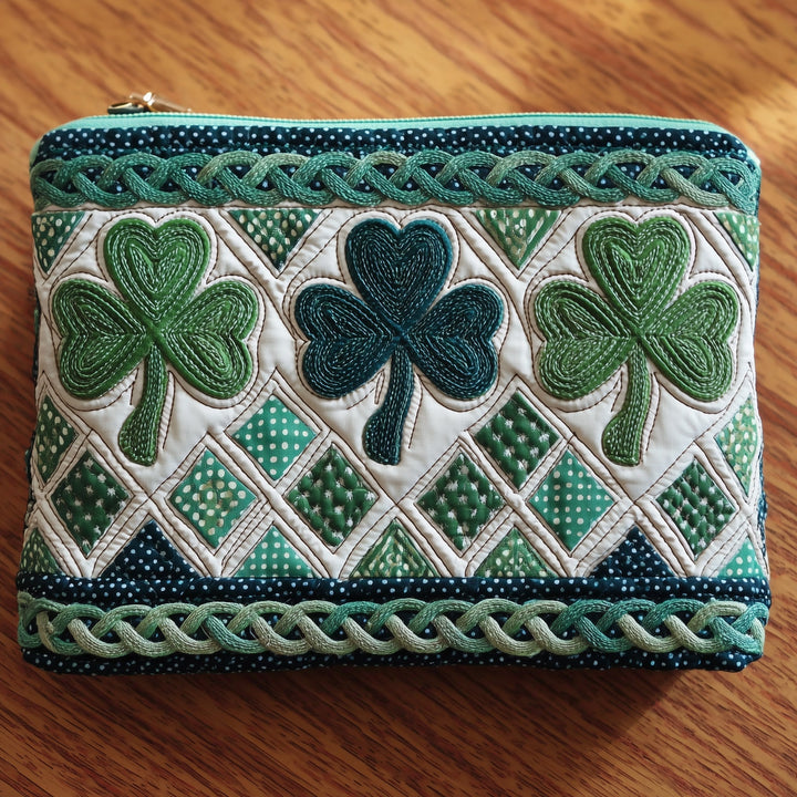 Irish Shamrock Quilted Pouch V2