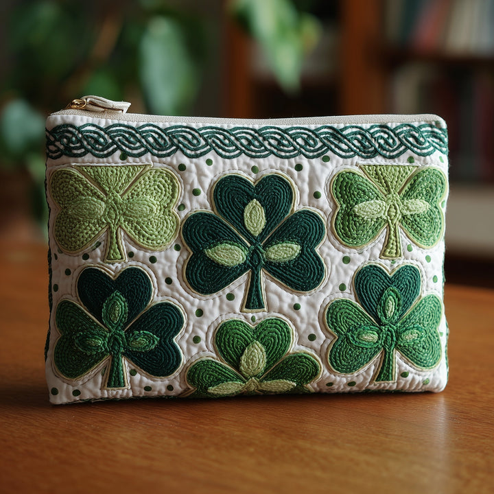 Irish Shamrock Quilted Pouch V6