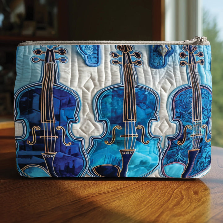 Elegant Violin Quilted Pouch V8
