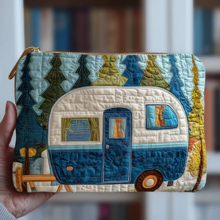 Vintage Camping Trailer Quilted Pouch