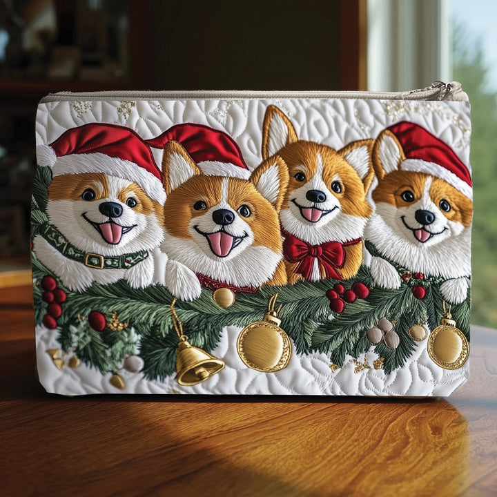 Jolly Corgi Quilted Pouch