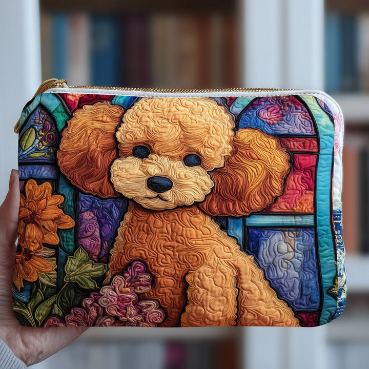 Stained Glass Poodle Quilted Pouch