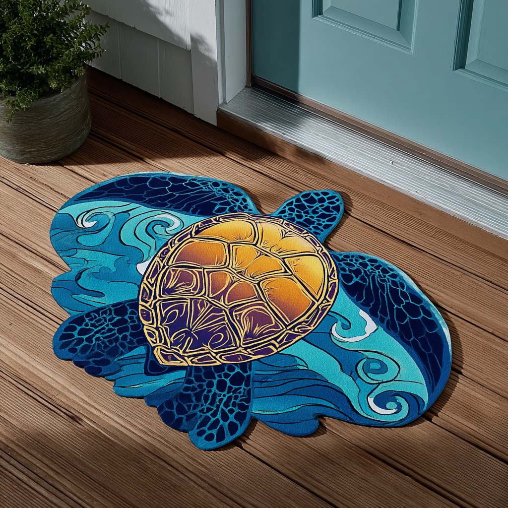 Custom Golden Shell Turtle Shaped Doormat