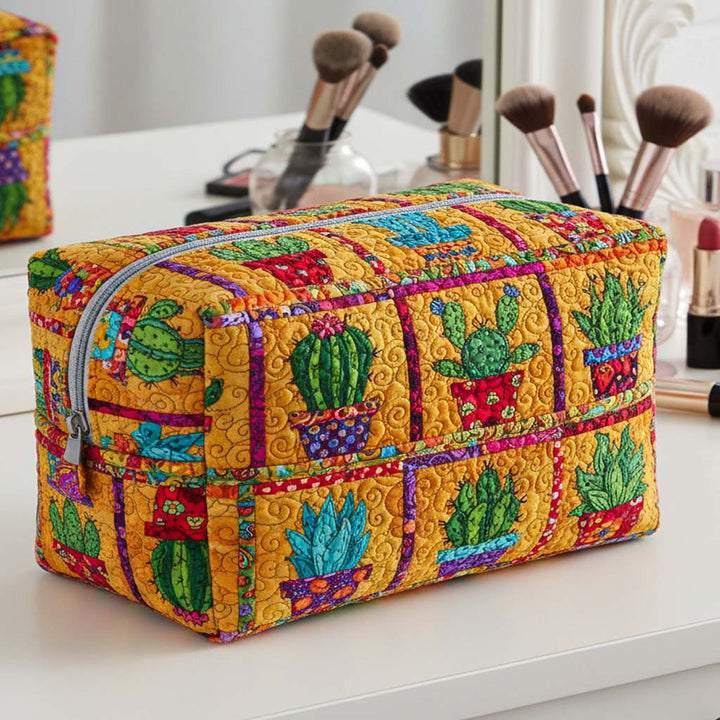 Quilted Makeup Bag with Golden Spikes
