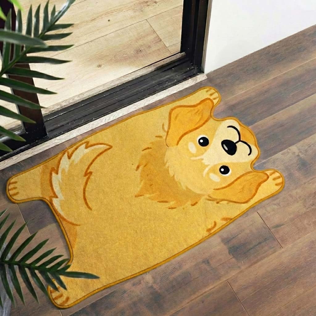 Personalized Happy Golden Retriever Shaped Doormat