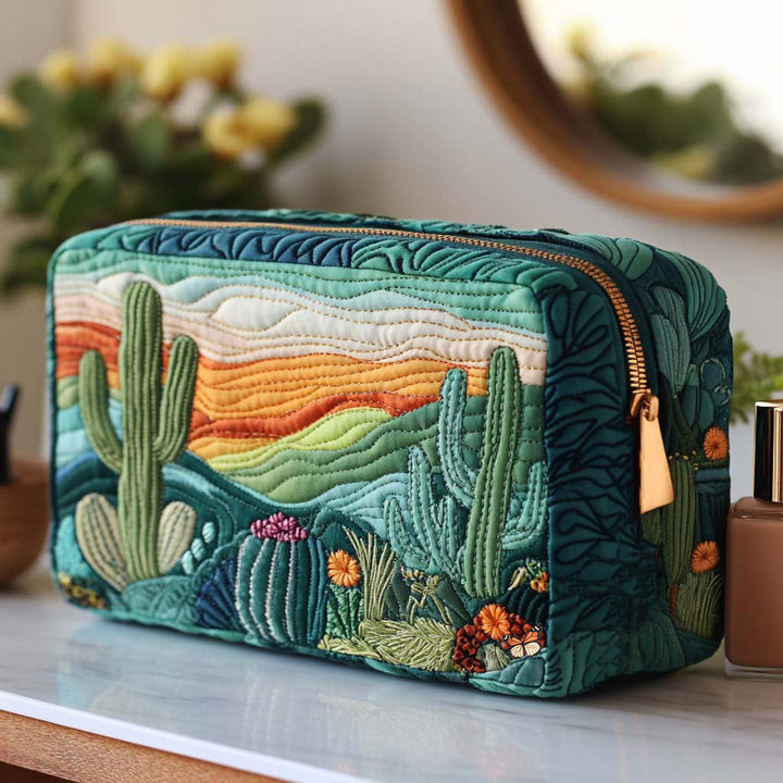 Quilted Makeup Bag in Hot Sands