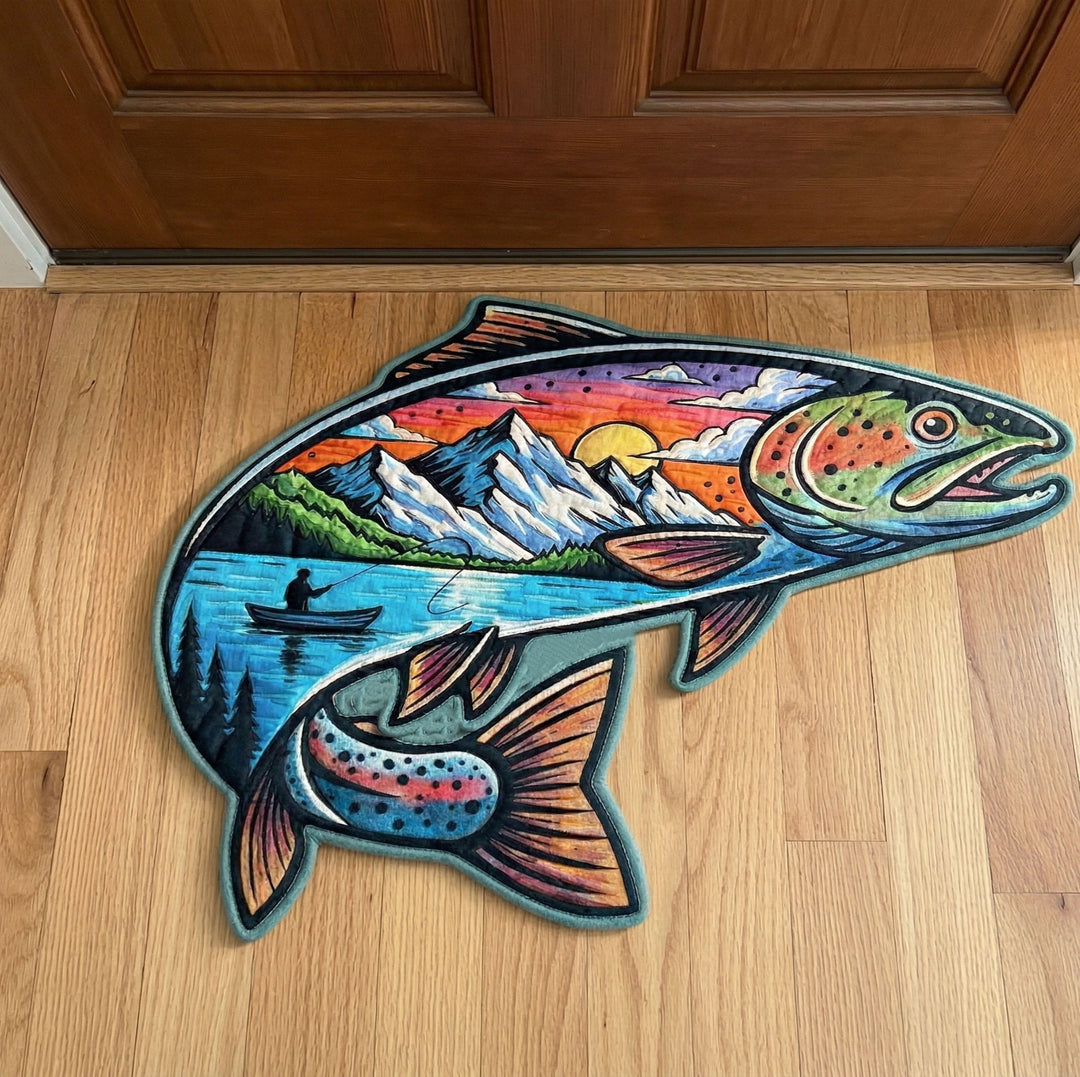 Custom Shaped Doormat: Lake Adventure Design