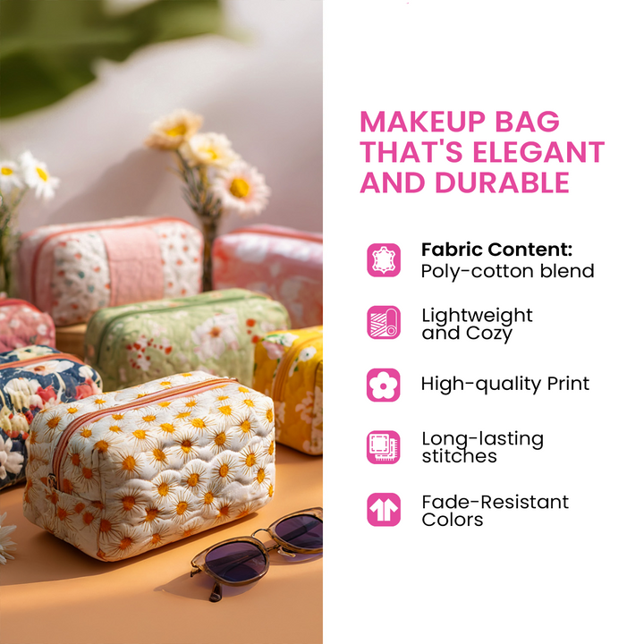 Elegant Lilac Quilted Cosmetic Bag