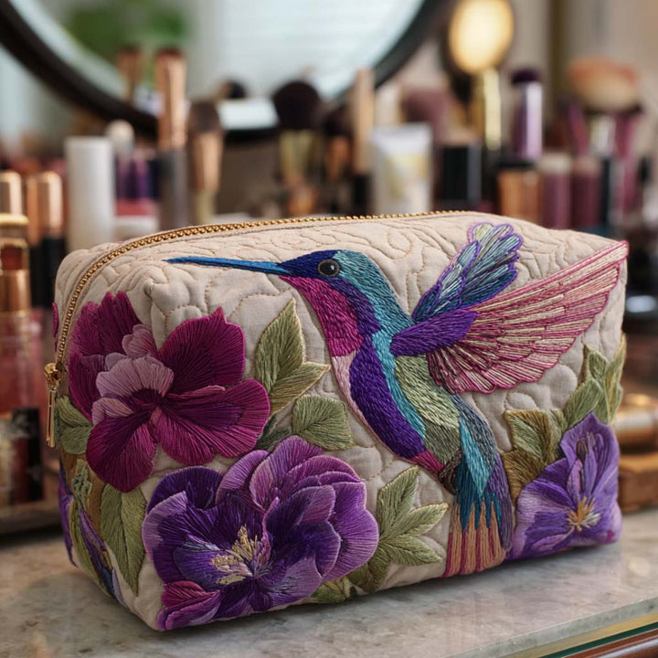Compact Quilted Makeup Bag - Mini Jewel Design