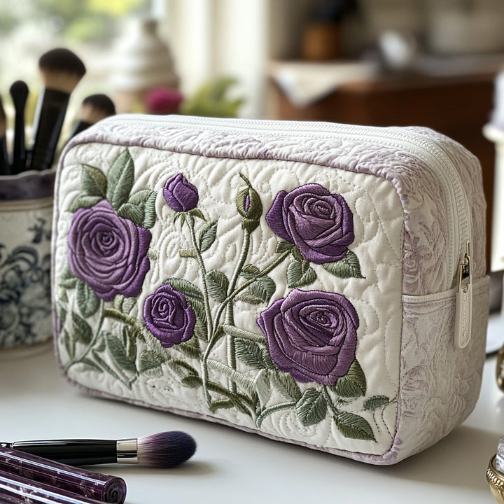 Moonlight Flower Quilted Cosmetic Bag