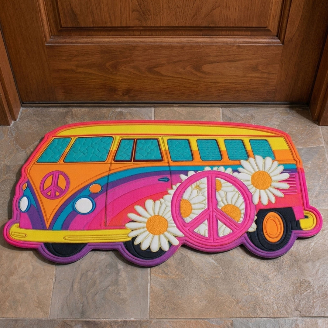 Custom-Shaped Peace Van Doormat