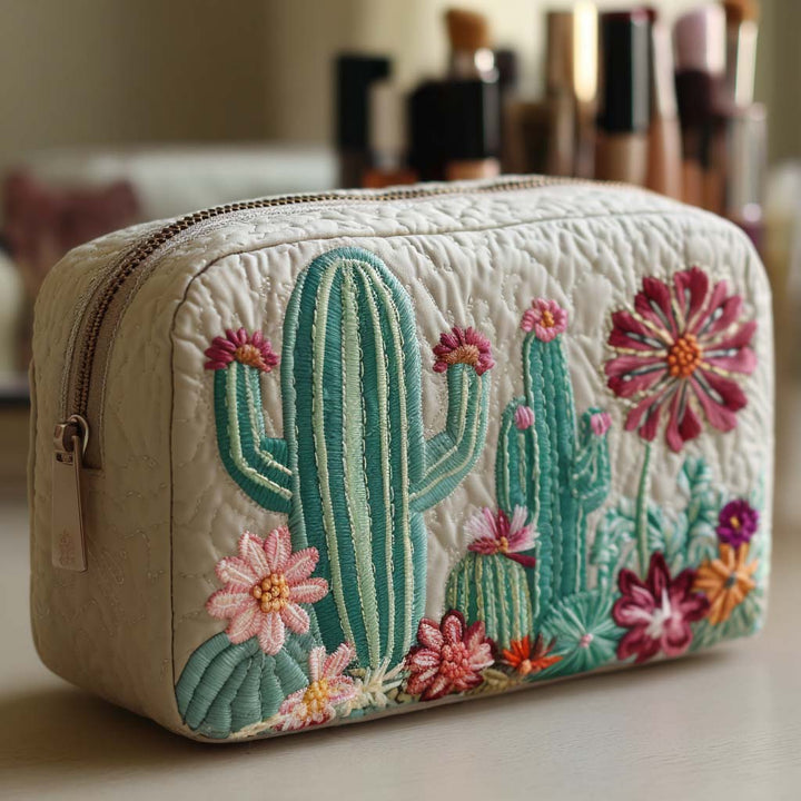 Quilted Prickly Pear Makeup Bag